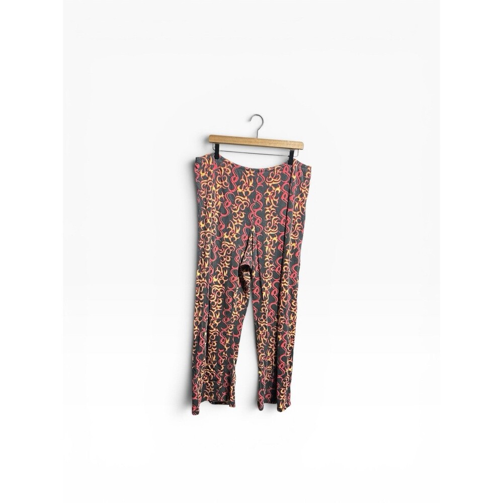 Y2K Flare Flame Leg Pants Women’s 2X Wide Leg Ankle Pull On Stretchy